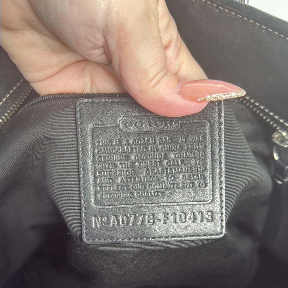 Coach Black Leather Tote with Silver Hardware - Picture 9 of 9